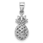 14K White Gold Polished 3-D Pineapple Pendant - Image 4
