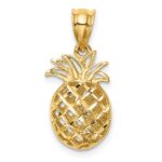 14K Polished and Diamond-cut 3-D Pineapple Pendant - Image 3