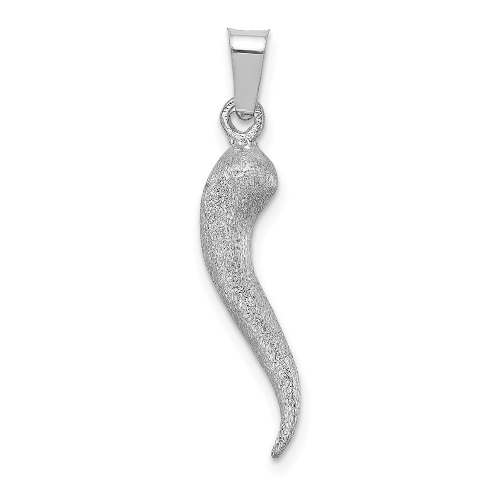 D4571.jpg 14K White Brushed 3-D Italian Horn Pendant - Image 1