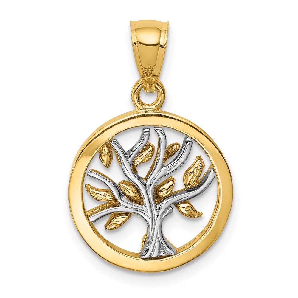 D4574.jpg 14K Two-tone Polished Tree of Life Pendant - Image 1