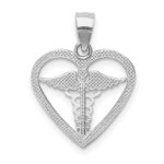 14K White Gold Polished Medical Heart Pendant - Image 3
