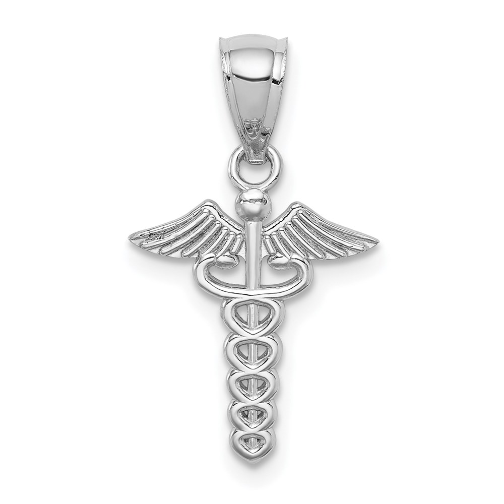 D4617.jpg 14K White Polished Caduceus Medical Symbol Pendant - Image 1