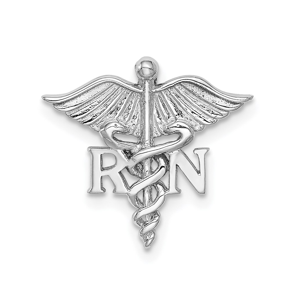 D4621.jpg 14K White Polished RN Registered Nurse Medical Chain Slide - Image 1