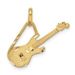14K Brushed and Diamond-cut Electric Guitar Pendant