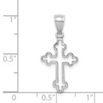 14K White Gold Polished Budded Cross Pendant - Image 4