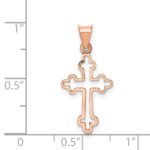 14K Rose Gold Polished Budded Cross Pendant - Image 4