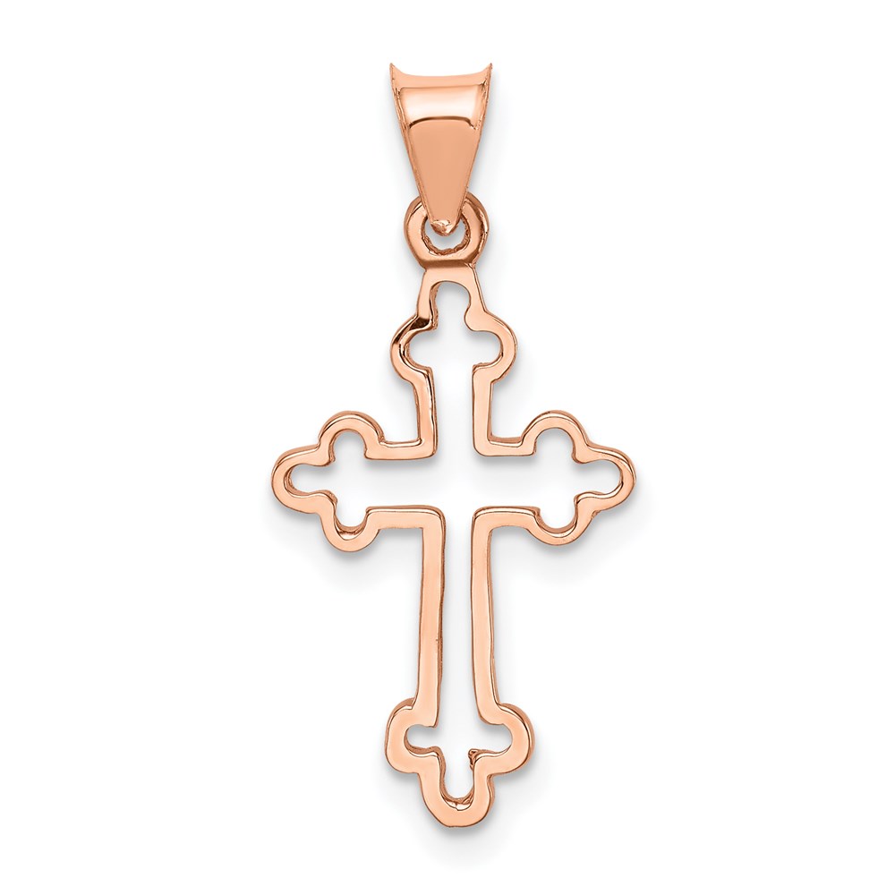 D4653.jpg 14K Rose Gold Polished Budded Cross Pendant - Image 1