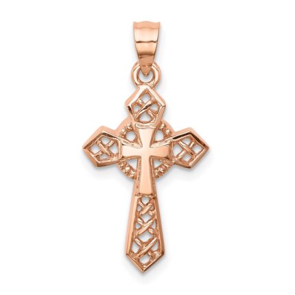 14K Rose Polished Celtic Cross Pendant