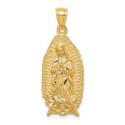 14K Polished and Textured Our Lady of Guadalupe Pendant