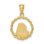 14K Brushed and  Polished Diamond-cut Virgin Mary Pendant - Image 3