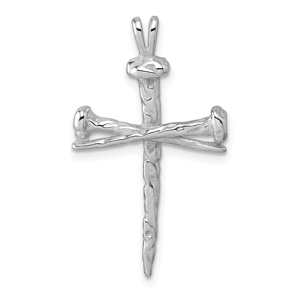 D4755W.jpg 14K White Gold Nail Cross Charm - Image 1