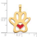 14k Red Epoxy Paw Print with Heart Pendant - Image 2