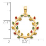 14k Polished Epoxy Christmas Light Wreath Pendant - Image 2