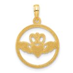14k Polished Circle Claddagh Pendant - Image 3
