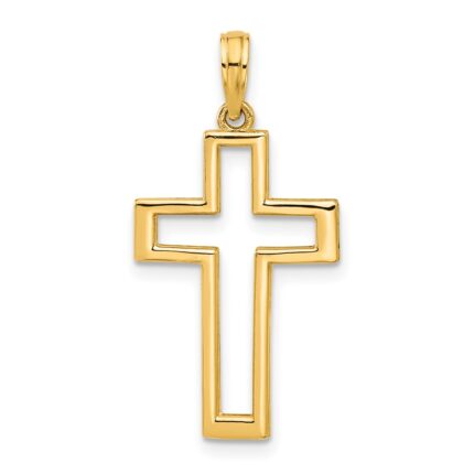 14k Polished Cut-out Cross Pendant
