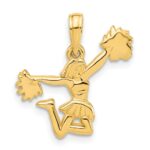 14k Polished Cheerleader Jumping with Pom-Poms Pendant