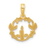 14k Polished Candle with Holly Circle Pendant - Image 3