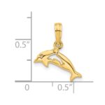 14k Polished Dolphin with Cut-out Baby Dolphin Pendant - Image 4