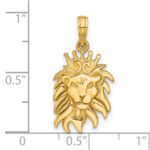 14K Polished Lion Head with Crown Pendant - Image 4