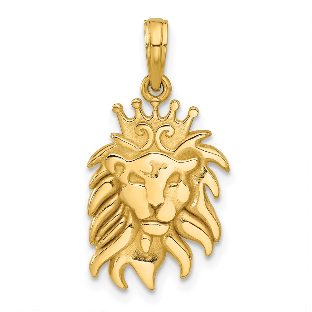 D5473.jpg 14K Polished Lion Head with Crown Pendant - Image 1