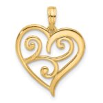 14k Fancy Swirl Heart Charm