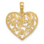 14K Polished Fancy Swirl Filigree Heart Charm - Image 4