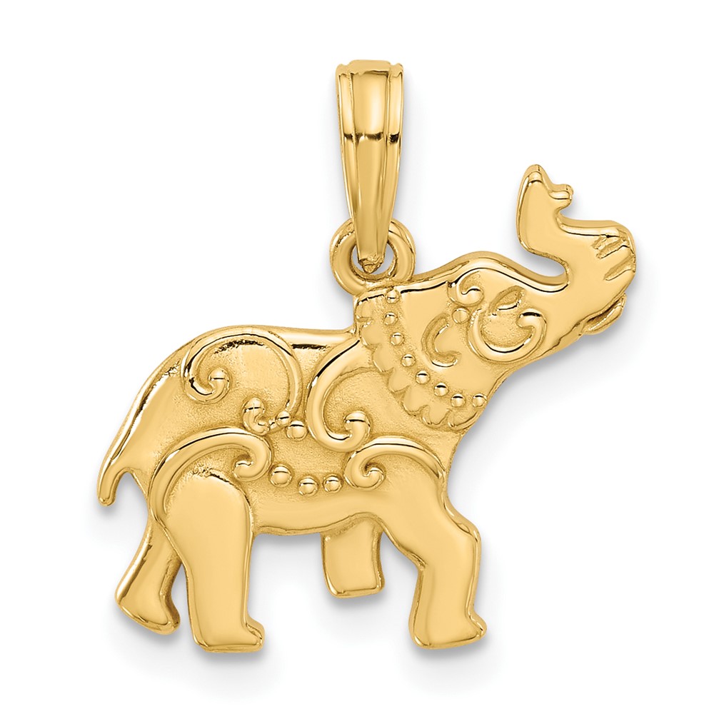 D5528.jpg 14K Polished Fancy Decorated Elephant Charm - Image 1