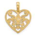 14K Polished Fancy Flower and Heart Charm - Image 4