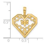 14K Polished Fancy Heart and Bee Honeycomb Charm - Image 3
