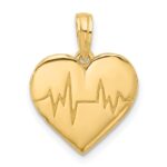 14K Polished Fancy EKG Heartbeat Charm