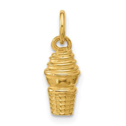 14k Swirl Ice Cream Cone Charm