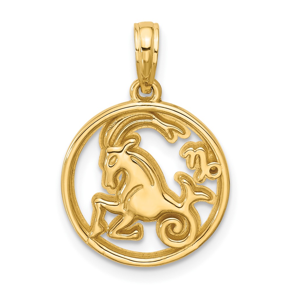D5732.jpg 14K Polished Round Capricorn Pendant - Image 1