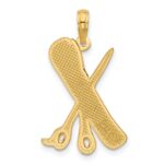 14K Polished Textured Scissor and Comb Pendant - Image 3