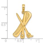 14K Polished Textured Scissor and Comb Pendant - Image 4
