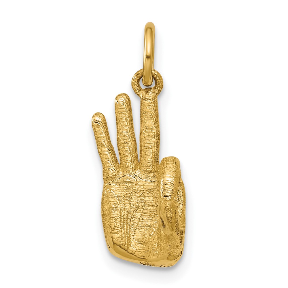 D5808F.jpg 14K American Sign Language Alphabet Fingerspelling Sign F Pendant - Image 1