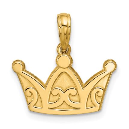 14K Polished Crown Pendant