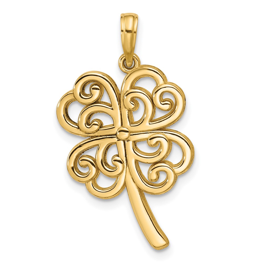 D5844.jpg 14K Polished Four Leaf Clover Pendant - Image 1
