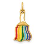 14K Polished Enameled Rainbow Brush Pendant