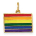 14K Polished Enameled Rainbow Flag Pendant