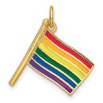 14K Polished Enameled Rainbow Flying Flag Pendant