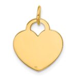 14K Polished Engravable 15mm Heart Disc Pendant - Image 3