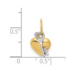 14K Two-tone Polished Moveable Key and Heart Lock Charm - Image 3
