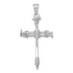 14k White Gold Nail Cross Pendant - Image 4