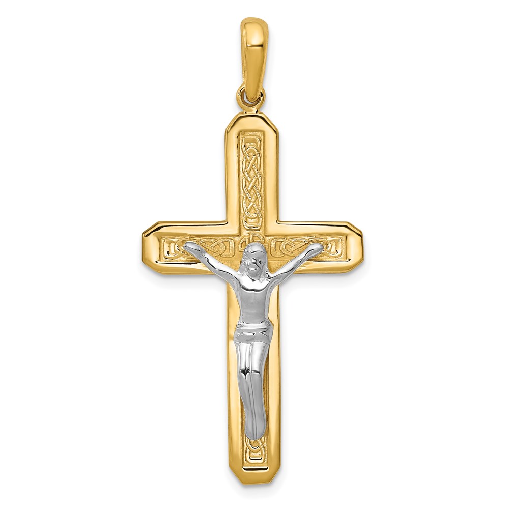 D851.jpg 14k Two-tone Crucifix Pendant - Image 1