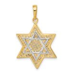 14K and White Rhodium Solid Mesh Star Of David Charm