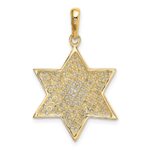 14K and White Rhodium Solid Mesh Star Of David Charm - Image 3