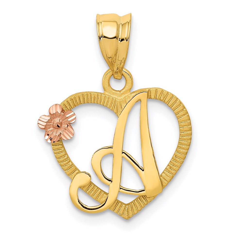 D898A.jpg 14k Two-Tone Heart Letter A Initial Pendant - Image 1