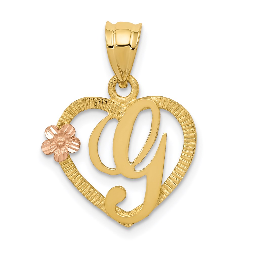 D898G.jpg 14k Two-Tone Heart Letter G Initial Pendant - Image 1