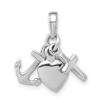 14K White Gold 3-D Faith, Hope and Charity Charm
