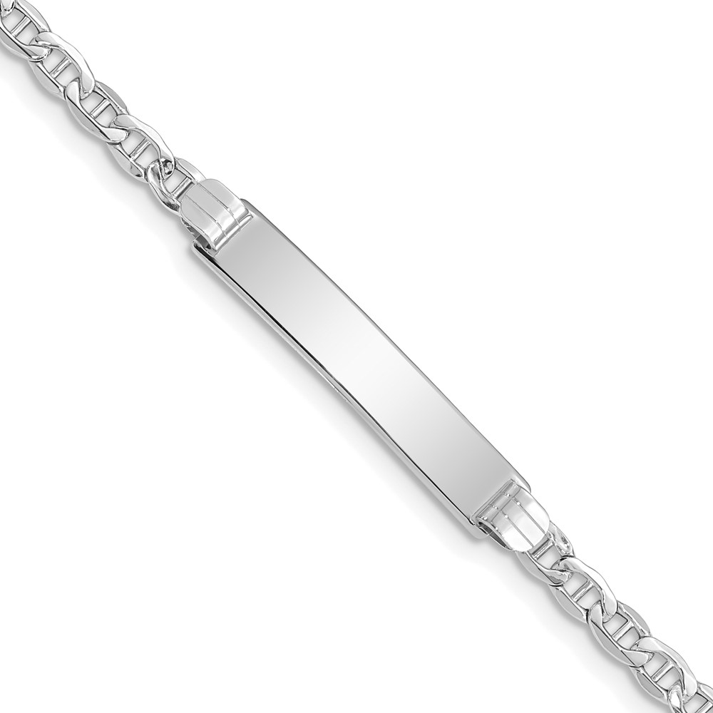 DCID105W-7.jpg 14k White Gold Polished Semi-Solid Chain/Solid Plate Anchor Link 26x5mm Plate 8 inch ID Bracelet - Image 1